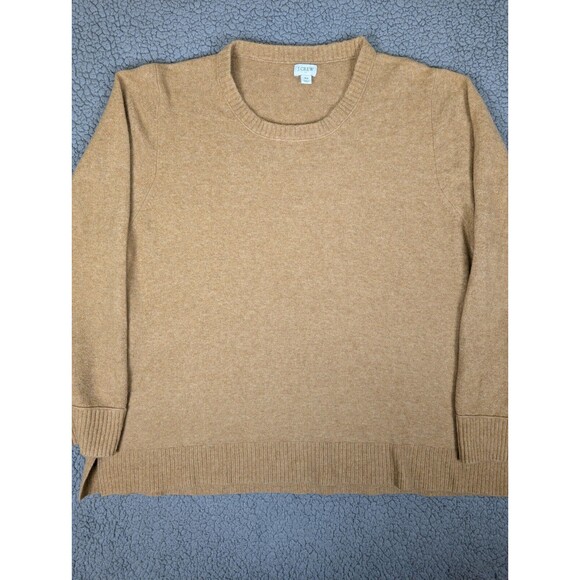 J.CREW Women's Crewneck Pullover Sweater In Extra Soft Yarn Wool Blend Camel 3X - Picture 2 of 11